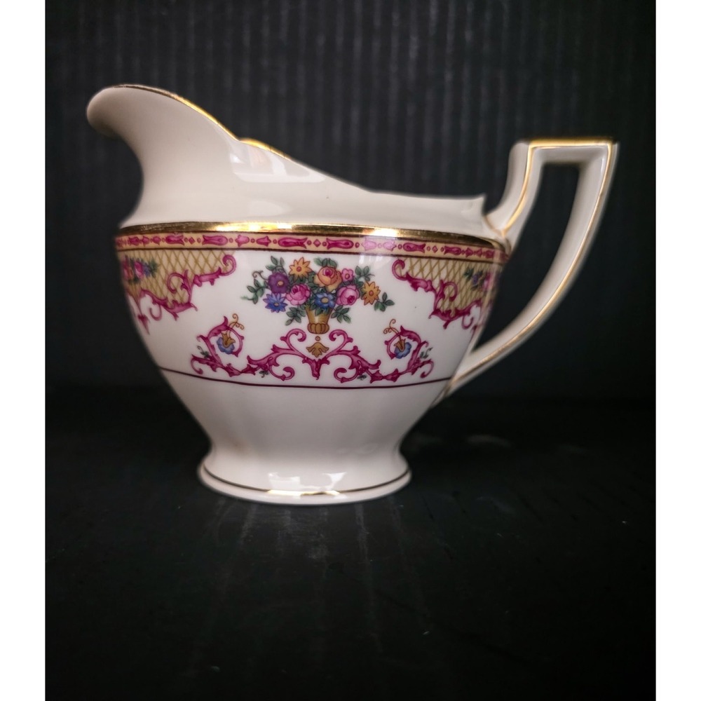 Heinrich Floral Oval Porcelain White Pink Gold Bavaria Creamer